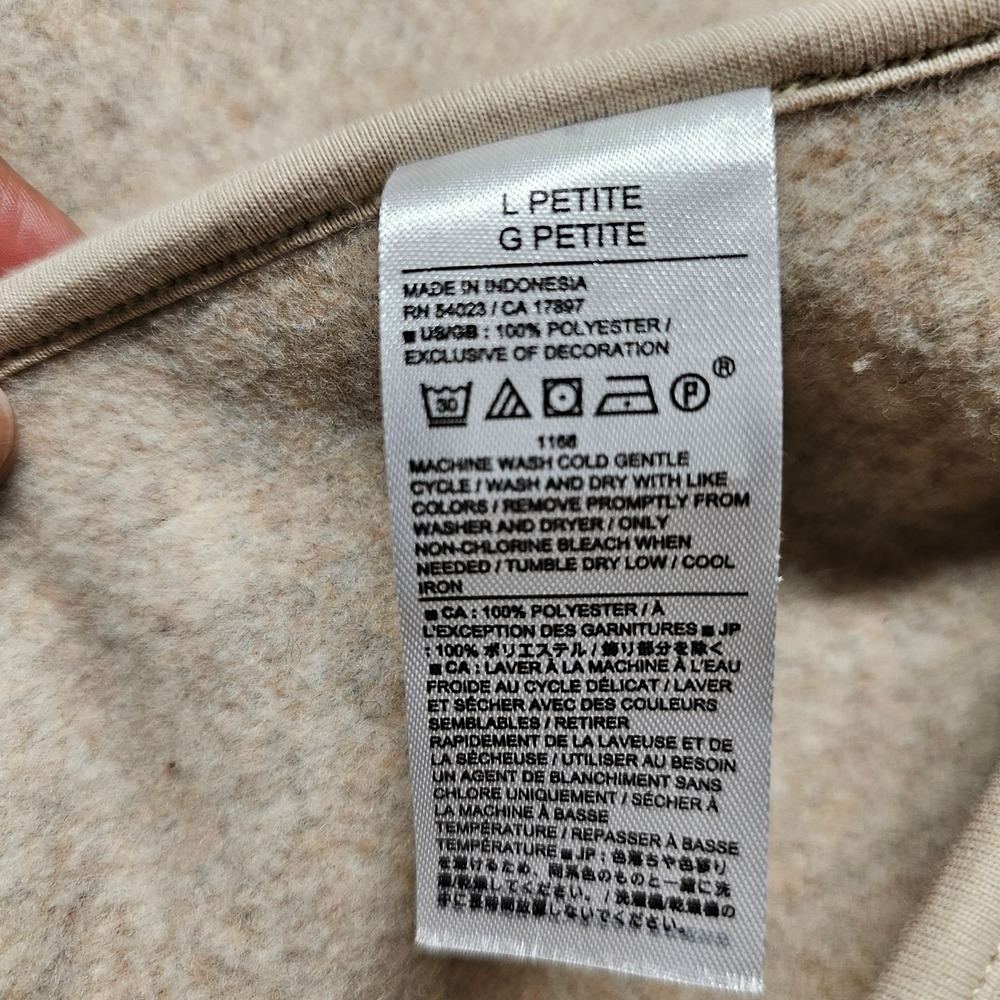 Banana Republic Petite Large Beige Textured Open Front Jacket Faux Leather Trim - Picture 6 of 10
